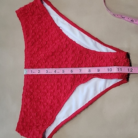 SHEIN Size XL Red Textured 3 Piece Bikini Set.  NEW without Tags - Picture 11 of 14
